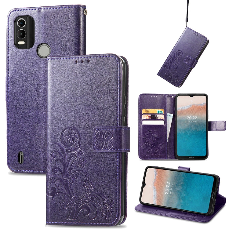 Four-leaf Clasp Embossed Buckle Leather Phone Case