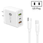 45W PD3.0 + 2 x QC3.0 USB Multi Port Charger with Type-C to Type-C Cable, US Plug, US Plug + Type-C to Type-C Cable