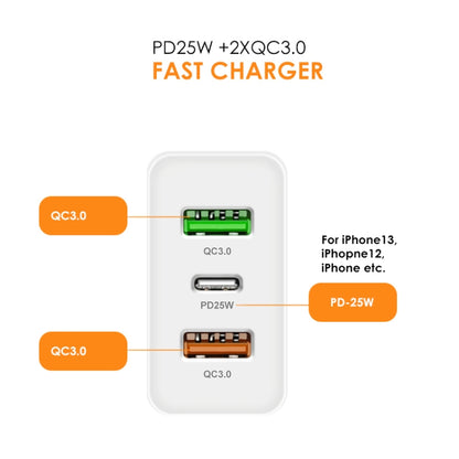 45W PD3.0 + 2 x QC3.0 USB Multi Port Charger with Type-C to Type-C Cable, US Plug, US Plug + Type-C to Type-C Cable