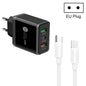 45W PD3.0 + 2 x QC3.0 USB Multi Port Charger with Type-C to Type-C Cable, EU Plug, EU Plug + Type-C to Type-C Cable