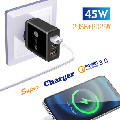 45W PD3.0 + 2 x QC3.0 USB Multi Port Charger with Type-C to Type-C Cable, EU Plug, EU Plug + Type-C to Type-C Cable