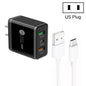45W PD25W + 2 x QC3.0 USB Multi Port Charger with USB to Type-C Cable, US Plug, US Plug + USB to Type-C Cable
