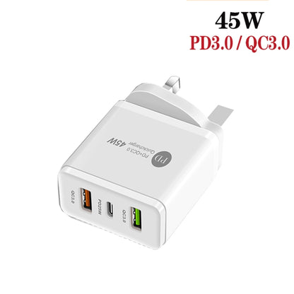 45W PD25W + 2 x QC3.0 USB Multi Port Charger with USB to Type-C Cable, UK Plug, UK Plug + USB to Type-C Cable