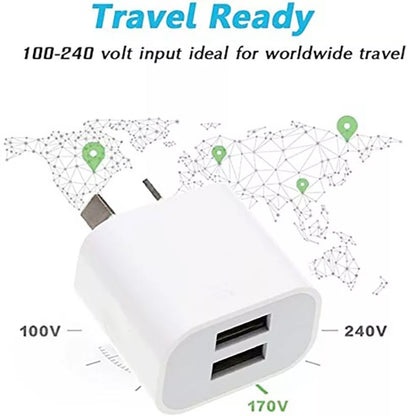 Mini Dual Port USB Charger with USB to Type-C Data Cable, AU Plug, AU Plug + Type-C Cable