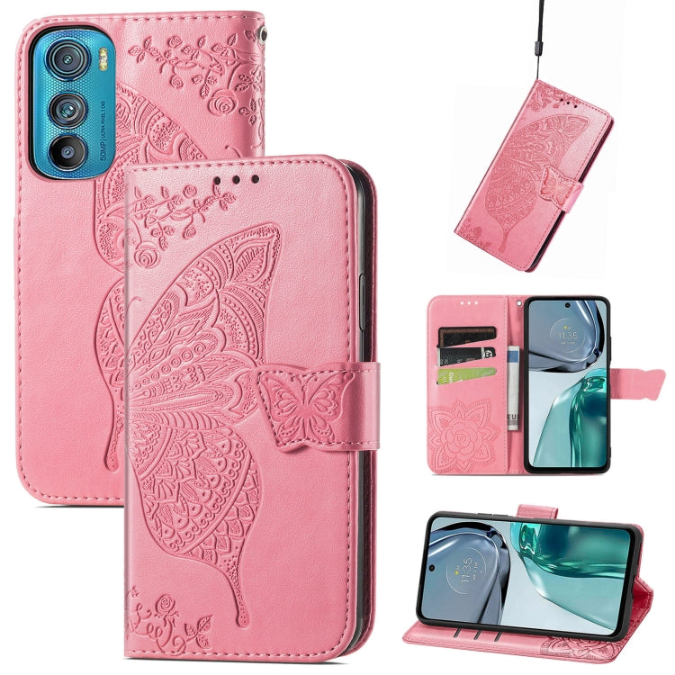 Butterfly Love Flower Embossed Flip Leather Phone Case, For Motorola Edge 30, For OnePlus Nord CE 2 Lite 5G