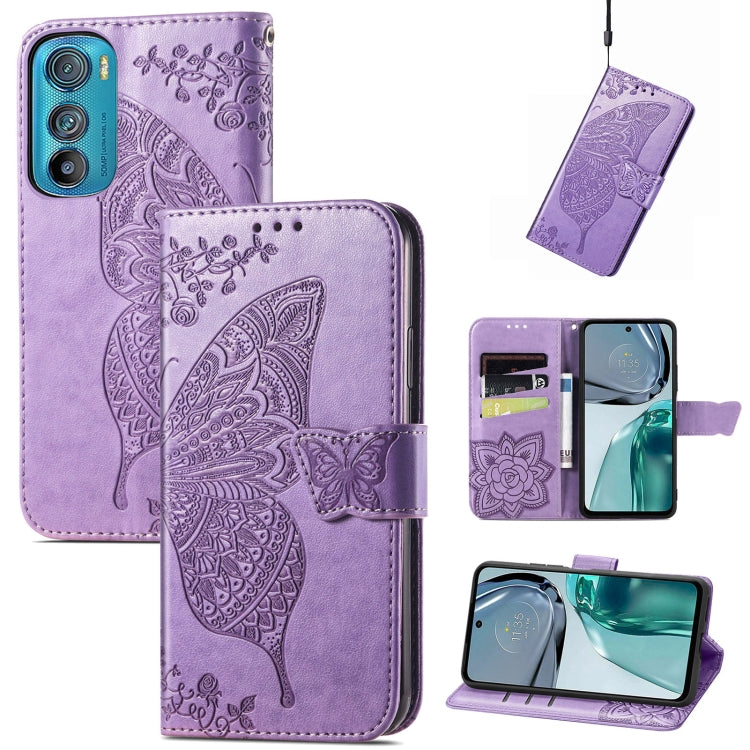 Butterfly Love Flower Embossed Flip Leather Phone Case, For Motorola Edge 30, For OnePlus Nord CE 2 Lite 5G