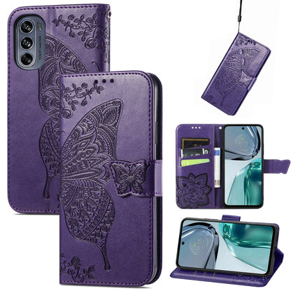 Butterfly Love Flower Embossed Flip Leather Phone Case