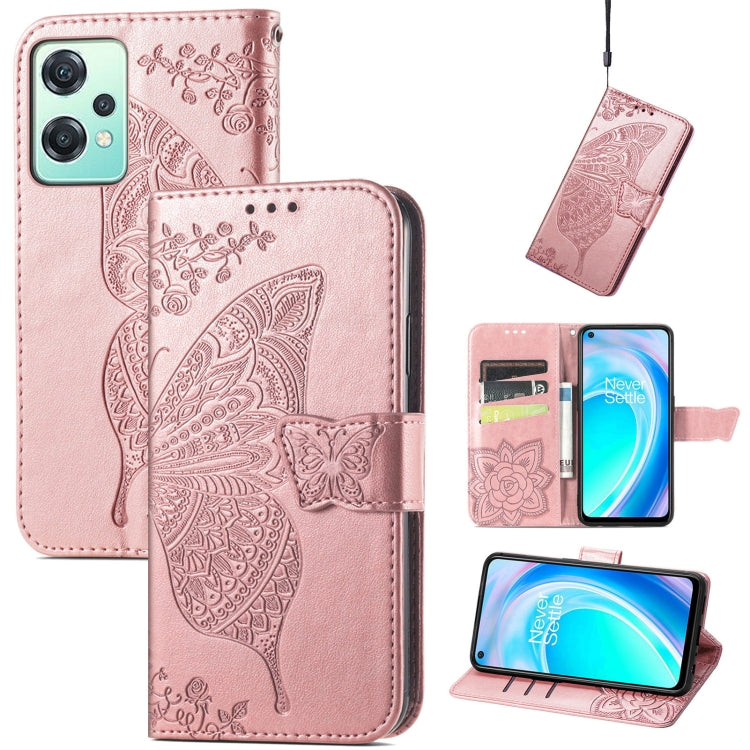 Butterfly Love Flower Embossed Flip Leather Phone Case, For Motorola Edge 30, For OnePlus Nord CE 2 Lite 5G