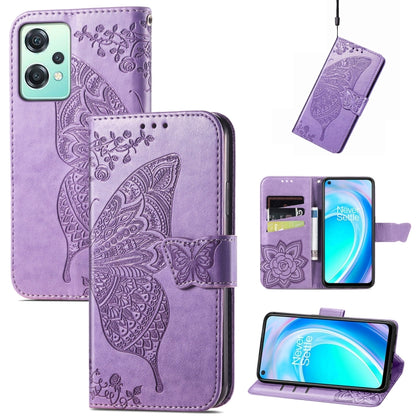 Butterfly Love Flower Embossed Flip Leather Phone Case, For Motorola Edge 30, For OnePlus Nord CE 2 Lite 5G