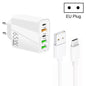 65W Dual PD Type-C + 3 x USB Multi Port Charger with 3A USB to Type-C Data Cable, EU Plug, EU Plug + USB to Type-C Cable