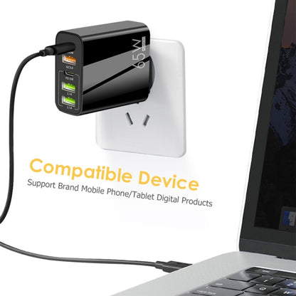 65W Dual PD Type-C + 3 x USB Multi Port Charger with 3A USB to Type-C Data Cable, EU Plug, EU Plug + USB to Type-C Cable