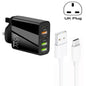 65W Dual PD Type-C + 3 x USB Multi Port Charger with 3A USB to Type-C Data Cable, UK Plug, UK Plug + USB to Type-C Cable