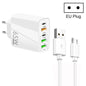 65W Dual PD Type-C + 3 x USB Multi Port Charger with 3A USB to Micro USB Data Cable, EU Plug, EU Plug + USB to Micro USB Cable