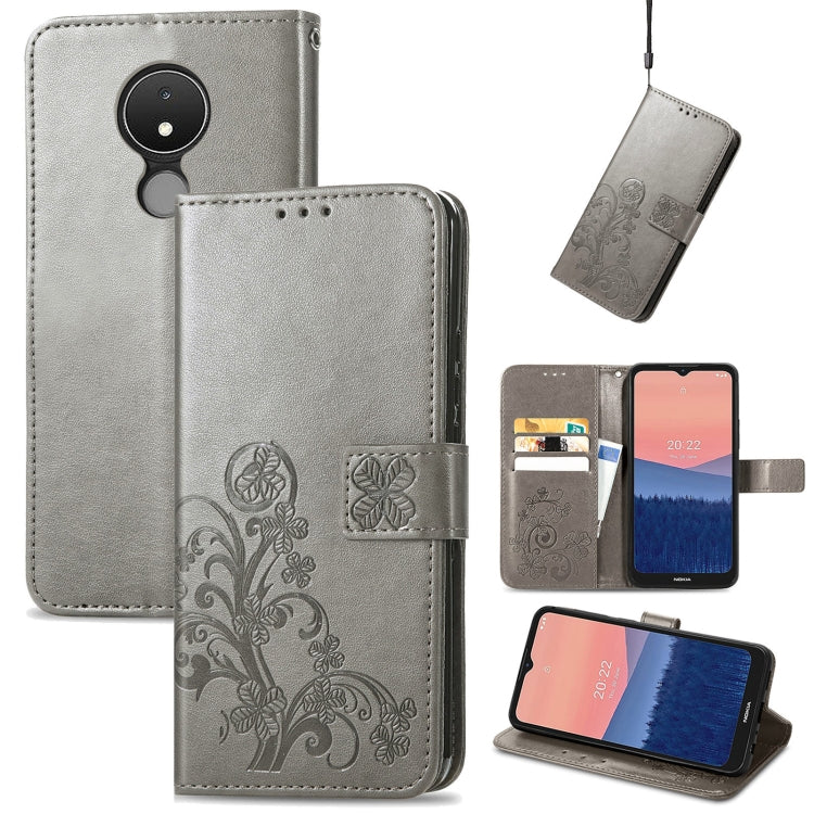 Four-leaf Clasp Embossed Buckle Leather Phone Case