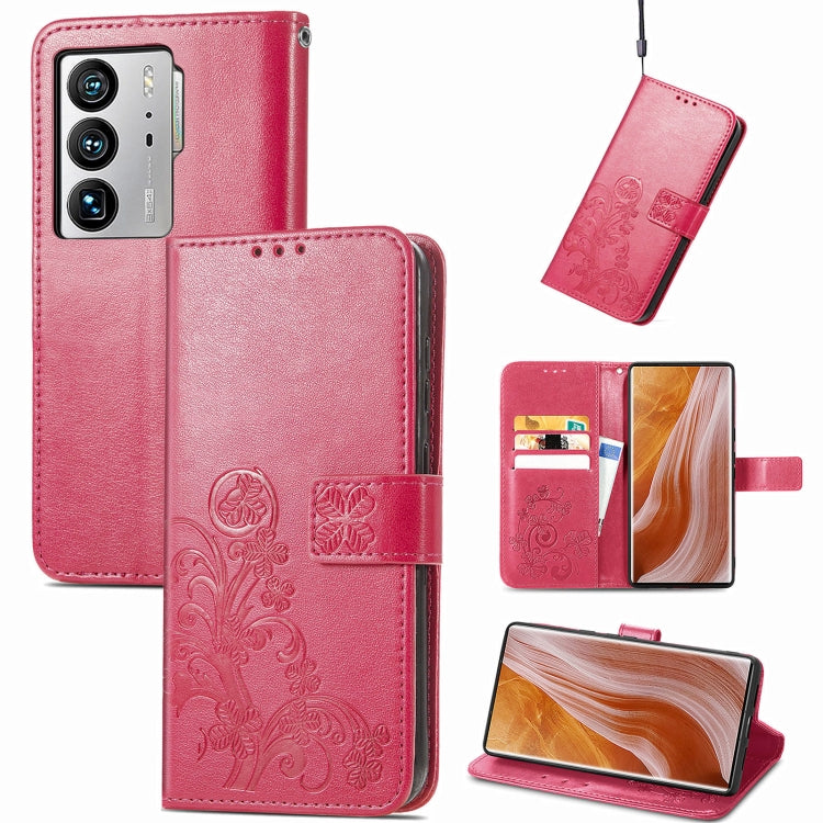 Four-leaf Clasp Embossed Buckle Leather Phone Case