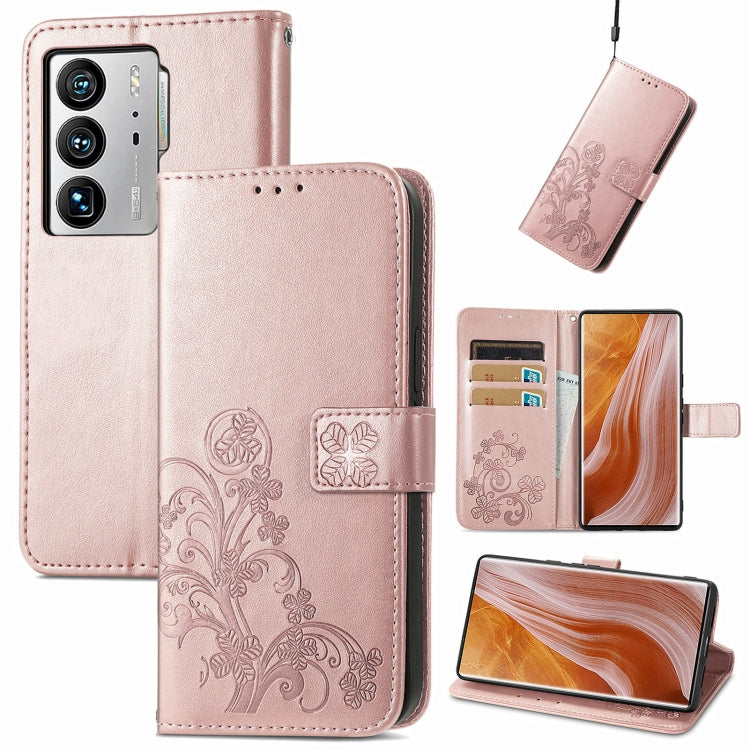 Four-leaf Clasp Embossed Buckle Leather Phone Case