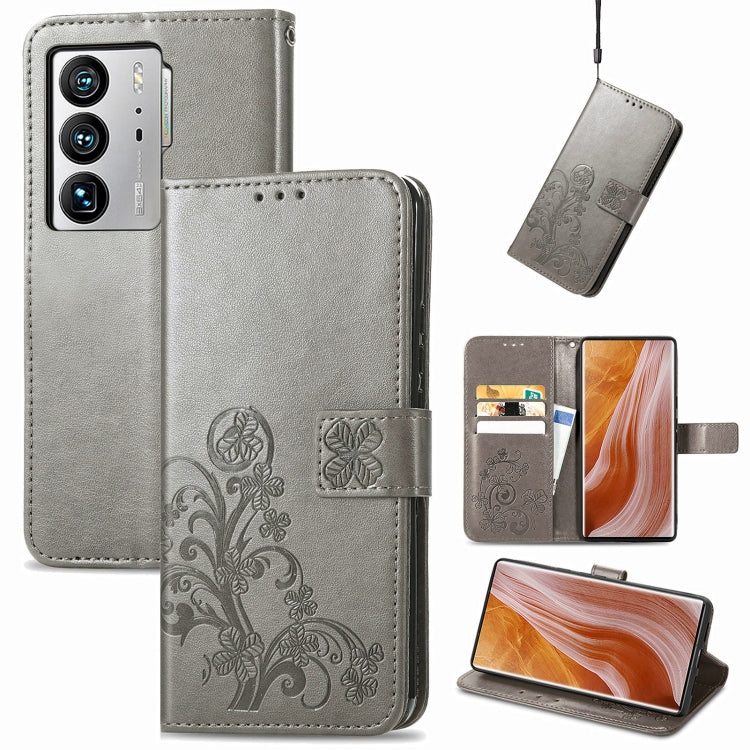 Four-leaf Clasp Embossed Buckle Leather Phone Case