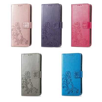 Four-leaf Clasp Embossed Buckle Leather Phone Case