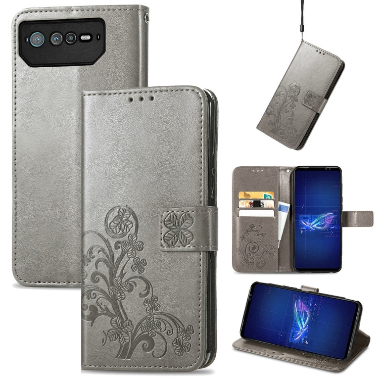 Four-leaf Clasp Embossed Buckle Leather Phone Case