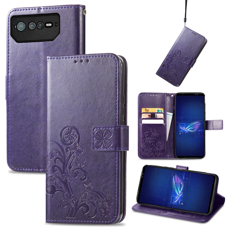 Four-leaf Clasp Embossed Buckle Leather Phone Case