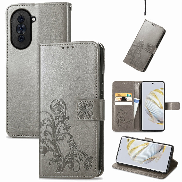 Four-leaf Clasp Embossed Buckle Leather Phone Case