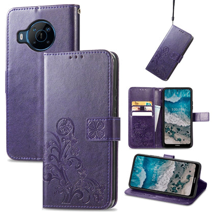 Four-leaf Clasp Embossed Buckle Leather Phone Case