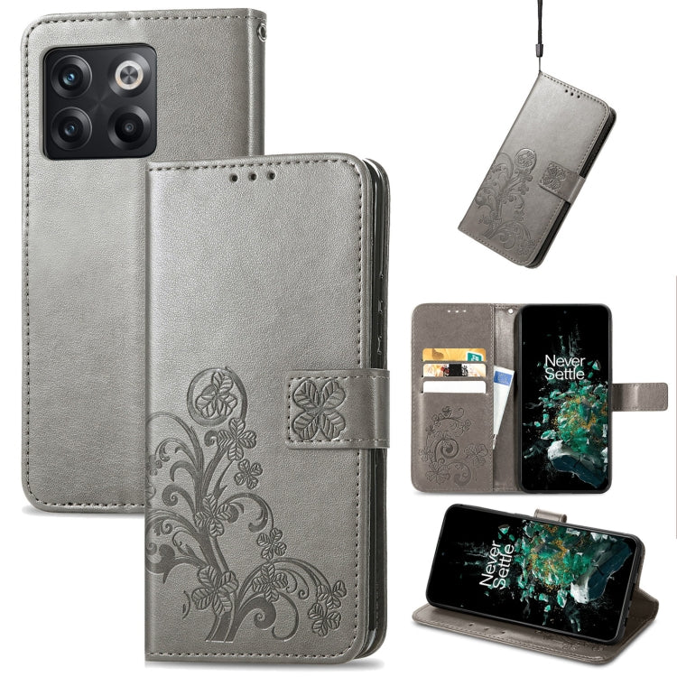 Four-leaf Clasp Embossed Buckle Leather Phone Case