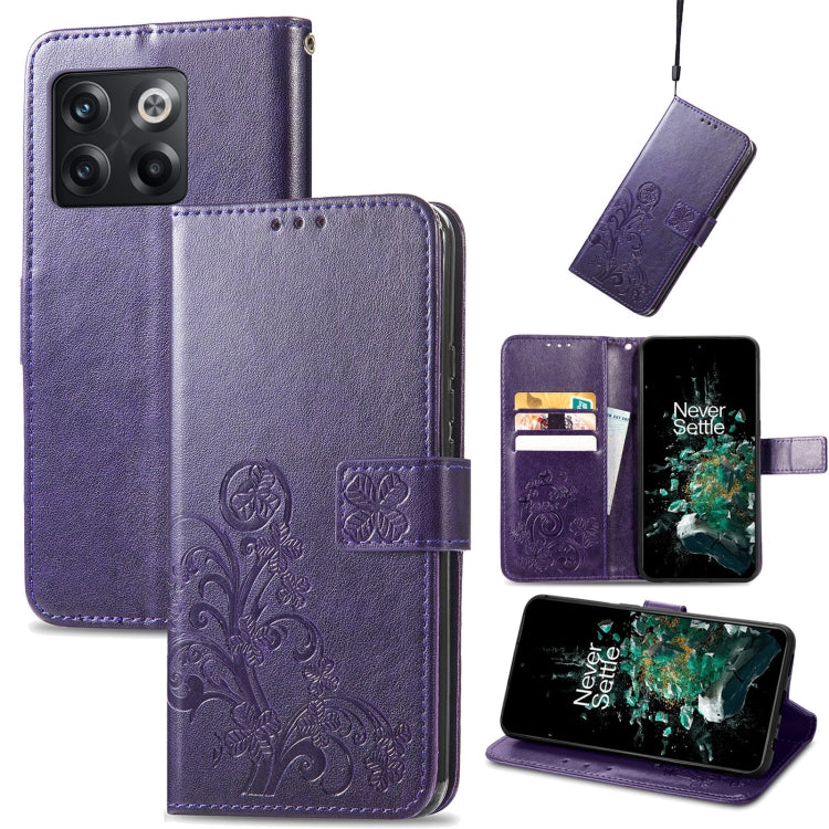 Four-leaf Clasp Embossed Buckle Leather Phone Case