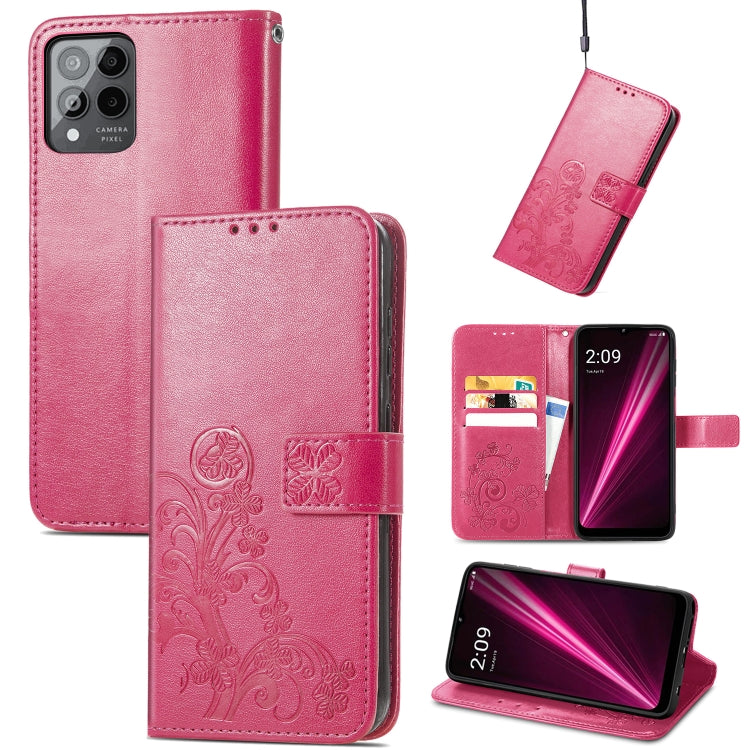 Four-leaf Clasp Embossed Buckle Leather Phone Case