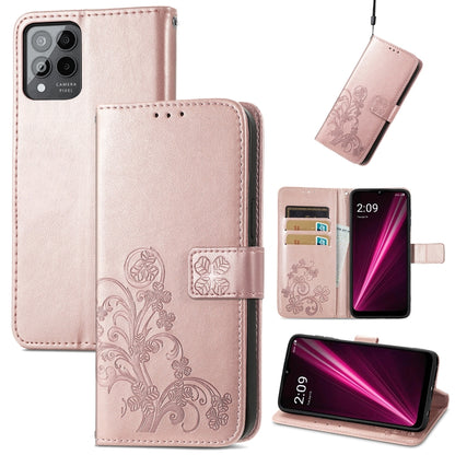 Four-leaf Clasp Embossed Buckle Leather Phone Case