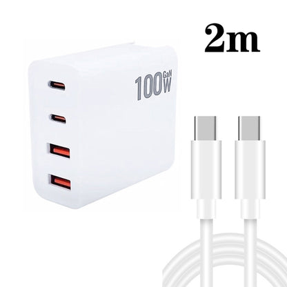 GaN 100W Dual USB + Dual USB-C/Type-C Multi Port Charger with 2m Type-C to Type-C Data Cable Set