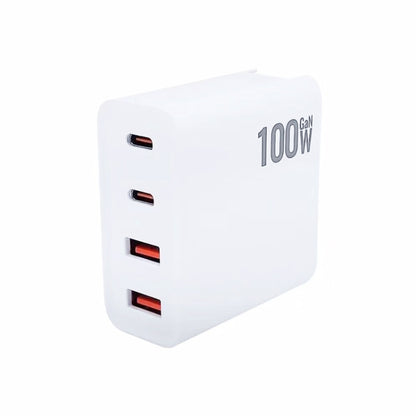 GaN 100W Dual USB + Dual USB-C/Type-C Multi Port Charger with 2m Type-C to Type-C Data Cable Set, US Plug, US / EU Plug, US / UK Plug, US / AU Plug, US / EU / UK Plug, US / EU / UK / AU Plug