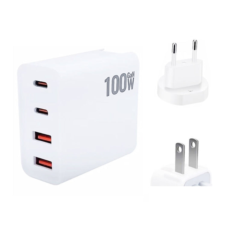 GaN 100W Dual USB + Dual USB-C/Type-C Multi Port Charger with 2m Type-C to Type-C Data Cable Set