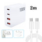 GaN 100W Dual USB + Dual USB-C/Type-C Multi Port Charger with 2m Type-C to Type-C Data Cable Set