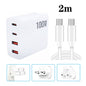 GaN 100W Dual USB + Dual USB-C/Type-C Multi Port Charger with 2m Type-C to Type-C Data Cable Set