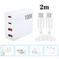 GaN 100W Dual USB + Dual USB-C/Type-C Multi Port Charger with 2m Type-C to Type-C Data Cable Set