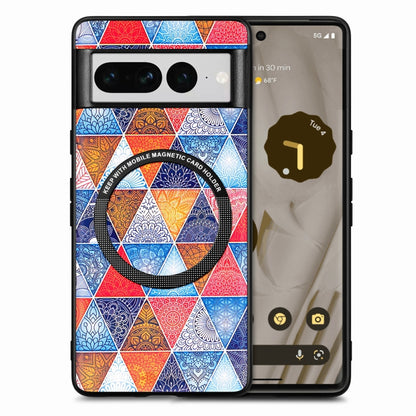 For Google Pixel 7 Pro Colored Drawing Leather Back Cover Magsafe Phone Case