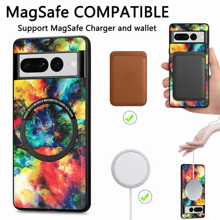 For Google Pixel 7 Pro Colored Drawing Leather Back Cover Magsafe Phone Case