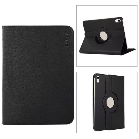 For iPad 10.9 2022 ENKAY Hat-Prince 360 Degree Rotation Litchi Leather Smart Tablet Case