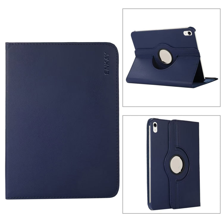 For iPad 10.9 2022 ENKAY Hat-Prince 360 Degree Rotation Litchi Leather Smart Tablet Case