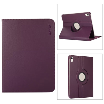 For iPad 10.9 2022 ENKAY Hat-Prince 360 Degree Rotation Litchi Leather Smart Tablet Case