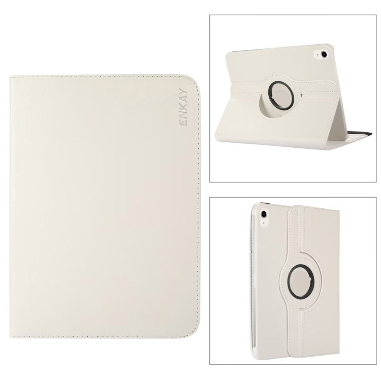 For iPad 10.9 2022 ENKAY Hat-Prince 360 Degree Rotation Litchi Leather Smart Tablet Case