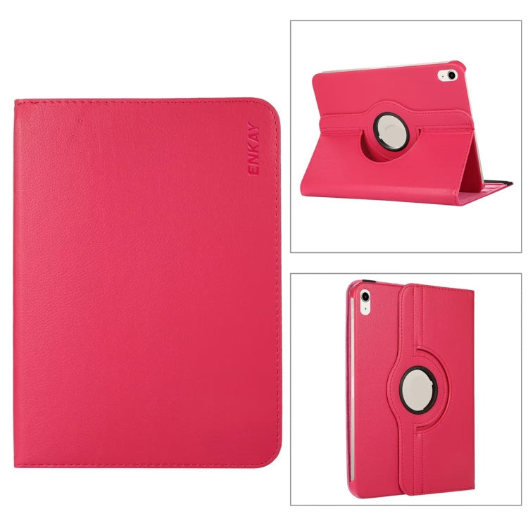For iPad 10.9 2022 ENKAY Hat-Prince 360 Degree Rotation Litchi Leather Smart Tablet Case