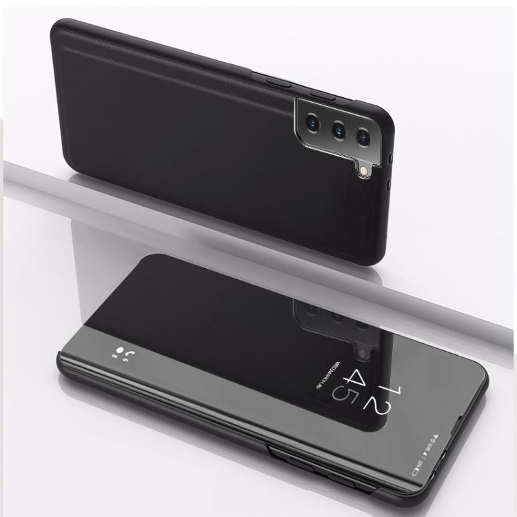 Plated Mirror Leather Phone Case with Holder, For Samsung Galaxy S23 5G, For Samsung Galaxy S23+ 5G, For Samsung Galaxy S23 Ultra 5G
