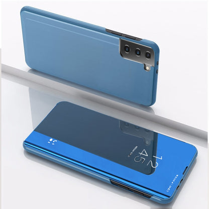 Plated Mirror Leather Phone Case with Holder, For Samsung Galaxy S23 5G, For Samsung Galaxy S23+ 5G, For Samsung Galaxy S23 Ultra 5G