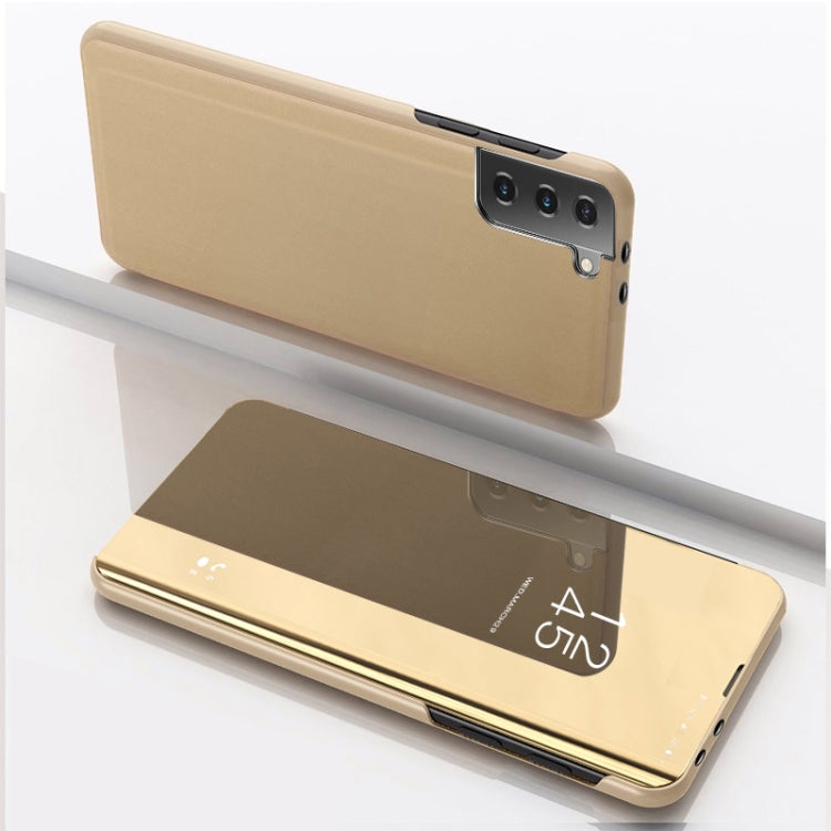 Plated Mirror Leather Phone Case with Holder, For Samsung Galaxy S23 5G, For Samsung Galaxy S23+ 5G, For Samsung Galaxy S23 Ultra 5G