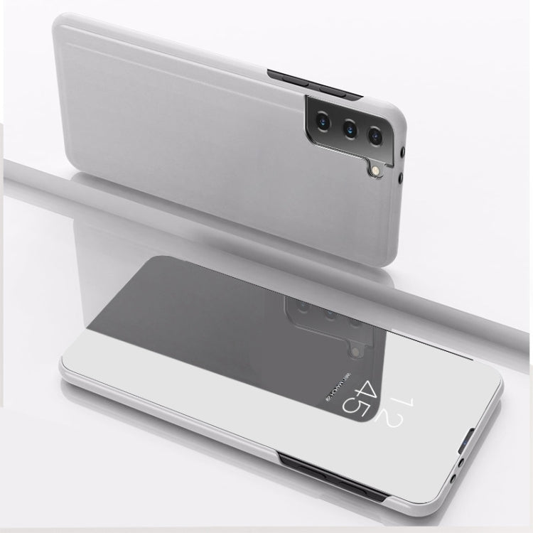 Plated Mirror Leather Phone Case with Holder, For Samsung Galaxy S23 5G, For Samsung Galaxy S23+ 5G, For Samsung Galaxy S23 Ultra 5G