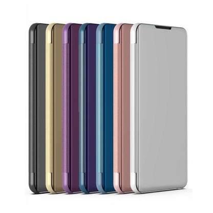 Plated Mirror Leather Phone Case with Holder, For Samsung Galaxy S23 5G, For Samsung Galaxy S23+ 5G, For Samsung Galaxy S23 Ultra 5G