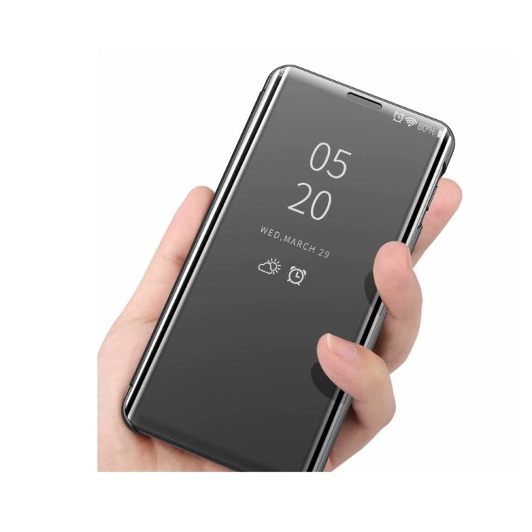 Plated Mirror Leather Phone Case with Holder, For Samsung Galaxy S23 5G, For Samsung Galaxy S23+ 5G, For Samsung Galaxy S23 Ultra 5G
