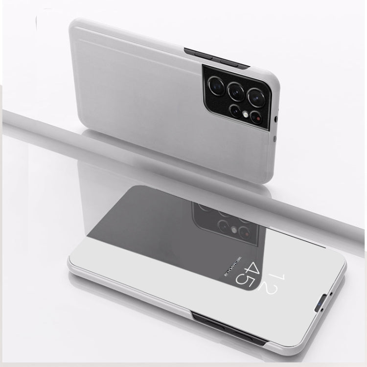 Plated Mirror Leather Phone Case with Holder, For Samsung Galaxy S23 5G, For Samsung Galaxy S23+ 5G, For Samsung Galaxy S23 Ultra 5G